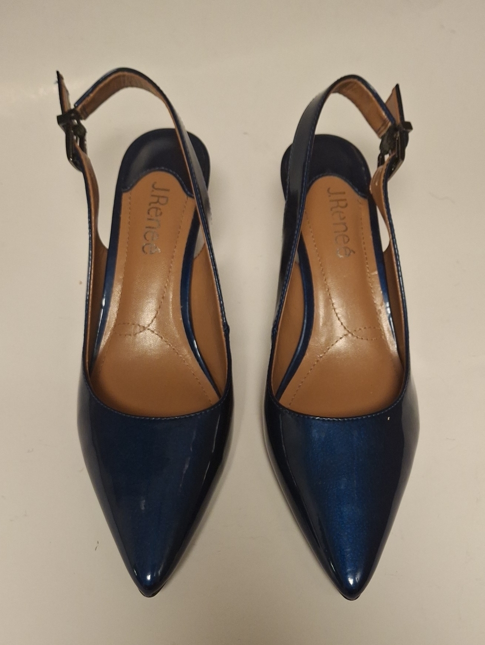 J.Renee Navy Pointed Slingback Flats